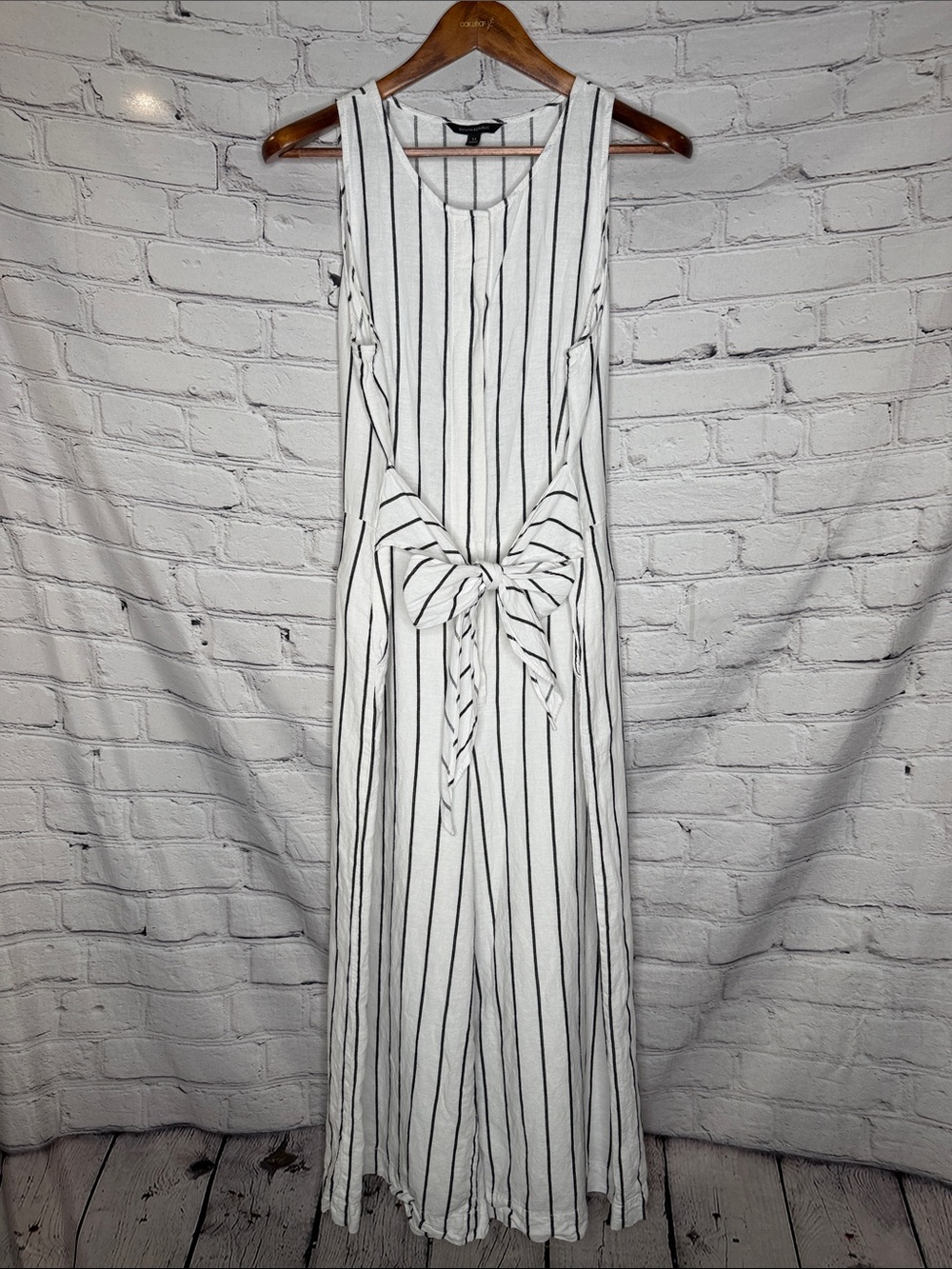 Banana Republic Striped Sleeveless Wide-Leg Jumpsuit with Front Tie Size 14